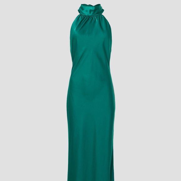 tibi silk halter dress Tibi Tech Twill Lavalliere Halter Dress Black main image 1